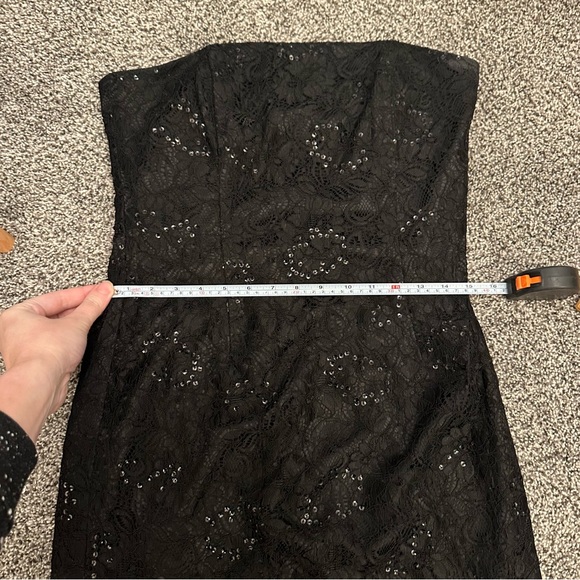 BCBG Maxazria Black Lace and Sequins Strapless dress. Women’s Medium. - Picture 4 of 10